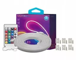 Vention Silicone Neon LED strip with IR remote control and 12V DC power supply, 5m