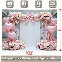 2D Flat Pink Heart Balloon Backdrop for Girls Party & Bridal Shower Decor 47.2x31.5inch/120*80cm