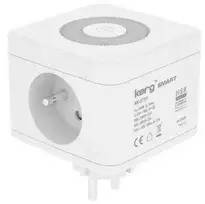 Inne KERG išmanusis 2 lizdų maitinimo kubas + USB-A + USB-C įkroviklis + LED lempa 16A/250V~ baltas