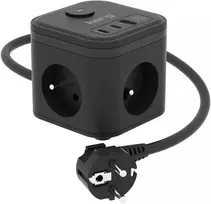 KERG SMART – 3 LIZDŲ MAITINIMO LIZDAS + USB-A+USB-C ĮKROVIKLIS 1,5M 3×1,5MM2 H05VV-F 16A/250V