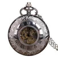 Antique Silver Mechanical Pocket Watch Vintage Double Open Case Hand Wind Fob Watch Pendant Jewelry Gifts Relojes PJX1470