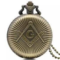 Bronze Co-Masonic Theme Alloy Quartz Pocket Watch Pendant Necklace with Co-Masonic Theme/Necklace Watch bronza