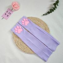Cute 3D Silicone Pink Cat Claw Paw Pads Soft Fingerless Fluffy Sun Protection Cool Sleeves Cute Gloves Long Tube for Women One Size violetinė