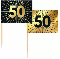 Globos Europe Bv Auksinės ir juodos torto vėliavėlės 50, 50 vnt.