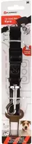 Automobilinis saugos diržas Flamingo Kura – juoda dirbtinė oda, vidutinio dydžio, saugi kelioninė pavadėlis