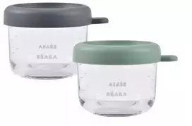BEABA STIKLINIŲ INDELIŲ RINKINYS (2 VNT. PO 150 ML), MINERAL/SAGE Žalias