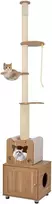 Promotions Katės draskyklė, nuo grindų iki lubų reguliuojamo aukščio su kraiko dėžės spinta, 67.3x44.5x256.5-275.6 cm, ruda
