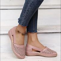Ladies Sandals  Summer Handmade Ladies Shoes Leather Breathable Sandals Women Flats Retro Style Support Slipper 35 rožinė