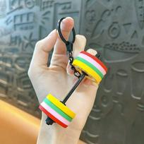 Creative Mini Fitness Barbell Model Keychain Pendant Couple Car Bag Key Chain Sports Decoration Pendant Cute Keychain Gift