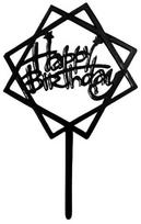 Topper Dekoracja Na Tort Happy Birthday Czarny