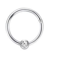Florideco Stainless Steel Cartilage Helix Tragus Nose Hoop Piercing Jewelry CZ Hinged Septum Clicker Ring Body Jewelry for Women 16G(1.2mm)x8mm