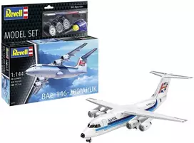 Revell BAe 146-200 AirUK lėktuvas 1/144 – dovanų rinkinys su dažais ir klijais
