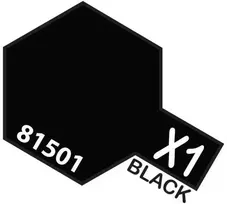 Tamiya X-1 Juodas akriliniai dažai 10 ml (blizgi juoda)