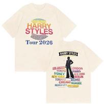 Harry Styles TOGETHER World Tour 2026 City List Rainbow Graphic T-Shirt Men Women Cotton Streetwear Tops S įvairiaspalvis