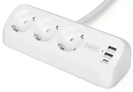 „Digitus“ 3 krypčių biuro lizdų juosta su 2 USB-A ir 1 USB-C jungtimis | DA-70626