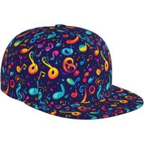 Plokščios kepurės vyrams Spalvoti muzikos natų rašto vyriškos snapback kepurės Beisbolo Trucker Tėčio kepurė Kepurė Reguliuojama One Size blue