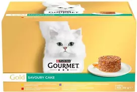 Purina Nestle Katės maistas - PURINA Gourmet Gold Skanus pyragas šlapias maistas 48x85g 17% baltymų