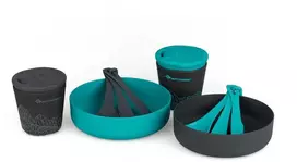 Sea To Summit DeltaLight Camp Set 2.2 (2 Mugs, 2 Bowls, 2 Cutlery Sets), Pacific Mėlyna/Pilkas