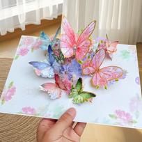 Exquisite 3D Butterfly Pop up Card Daisy Ornament Greeting Cards Best Wishes Post Card Birthday Gift