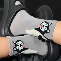 Husky Puppy Ding Ding Ding Egg Socks Funny Cute Cartoon Tube Socks One Size