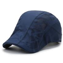 Summer Sports Mens Sun Hats Breathable Mesh Quick-drying Visor Caps Outdoor Gorro Hombre Boina Golf Hat Fashion Solid Flat Cap tamsiai mėlyna spalva