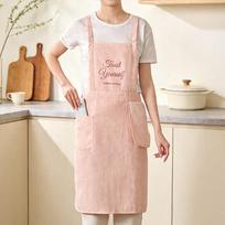 Anti-fouling Kitchen Apron Waterproof Cooking Baking Bibs Catering Work Clothes  for Home Kitchen Pink-Type A