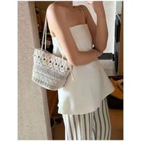 MOMFAR new handwoven tote bag women's lazy vacation style hollow vegetable basket bag shoulder bag
