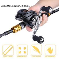 Meškerės ir ritės kombinuotas 2,1 m meškerykotis, skirtas jaukų žūklei. rod&left reel