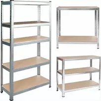 Metalinis sandėliavimo lentynų blokas, 180 x 100 x 50 cm, tvirtas 5 lentynų blokas, sidabrinės garažo lentynos, pramoninis sandėliavimo stovas