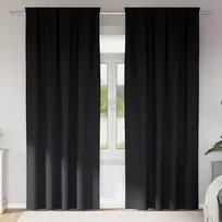Užuolaidos su žiedais, blokuojančios šviesą 2 pcs Juoda