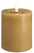 „Moods & More“ kaimiško stiliaus LED žvakė su medaus ir garstyčių spalvos lydymosi efektu – Ø 7,4 cm x A 10 cm