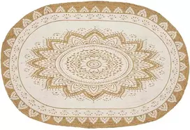 Kilimas Natūralus su baltu raštu 205 x 305 cm Džiutas