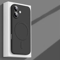 Originalus skysto silikono magnetinis dėklas iPhone 16 15 14 Plus 13 12 Mini 11 Pro XS Max telefonams, skirtas Magsafe belaidžiam įkrovimui, minkštas dangtelis For iPhone 16 juoda