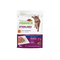 Natural Trainer Cat Sterilised kalakutiena konservai katėms su kalakakutiena 85g 12vnt