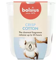 Žvakė, aromatinė Bolsius Crisp Cotton, 25 h, Balta