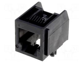 Socket | RJ12 | PIN: 6 | Cat: 3 | PCB snap-in | nickel plated | THT | 16mm