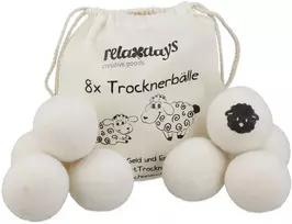 Relaxdays Vilnos džiovyklės kamuoliukų rinkinys, 7 cm, balta