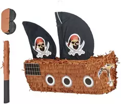 Relaxdays Pinjatos rinkinys: piratų laivas, lazda ir kaukė