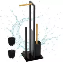 Relaxdays Bambukinis ir metalinis WC komplektas