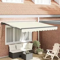 Ištraukiama markizė Kreminė 350 x 250 cm Poliesteris ir Metalas