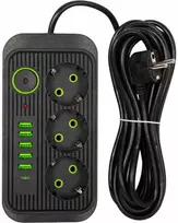 Falon Tech Elektrinis ilgintuvas 5 metrai, 3 lizdai +5*USB ir +USB-C, jungiklis