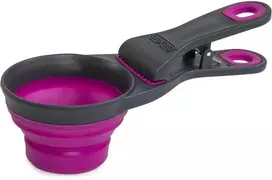 Dexas Sulstomas KlipScoop 3in1 Mažas 118ml – Sulankstomas maisto kaušelis su maišelio spaustuku, fuksijų spalvos