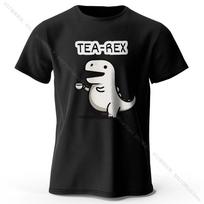 Vyriški medvilniniai marškinėliai su T-Rex dinozauro printu, minkšti ir kvėpuojantys, su apvalia apykakle, trumpomis rankovėmis, unisex, smagus ir originalus stilius S juoda