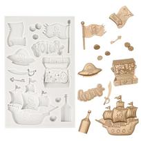 Skull Pirate Ship Silicone Mold DIY Chocolate Fondant Cake Mould Kids Birthday Party Cake Decorating Tool DIY Baking Accessories white