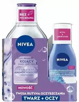 Nivea dviejų pakopų rinkinys micelinis vanduo + akių makiažo valiklis 525 ml