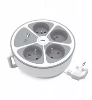 Plastrol 4 fiksuoti prailgintuvai su jungikliu ir USB A USB C lizdais, 2 m, PS-470WS/O+USBA+USBC/2 E W-30016