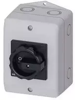 Siemens Pagrindinis jungiklis korpuse 3P 16A 7.5kW AC23A 400V pompiniai kontaktai 1Z 1R juoda rankenėlė 3LD2064-1GP51