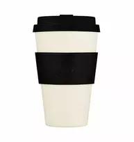 Ecoffee Cup Kavos puodelis išsinešimui. Vienspalviai juodi natūralios spalvos 400 ml - baltas