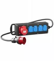 Elektro-Plast RS-P guminis maitinimo prailgintuvas 4x2P+Z 3P+N+Z 32A, su kabeliu ir kištuku 5P/32A juodas 7002-10