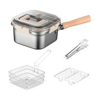 Stainless Steel Deep Fryer 5-in-1 Fryer Steamer Baker Strainer Portable Outdoor Cooking